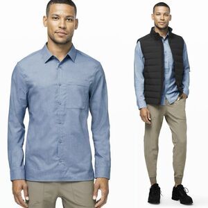 Lululemon XL Button Down Shirt Masons Peak Long Sleeve Flannel Blue commission